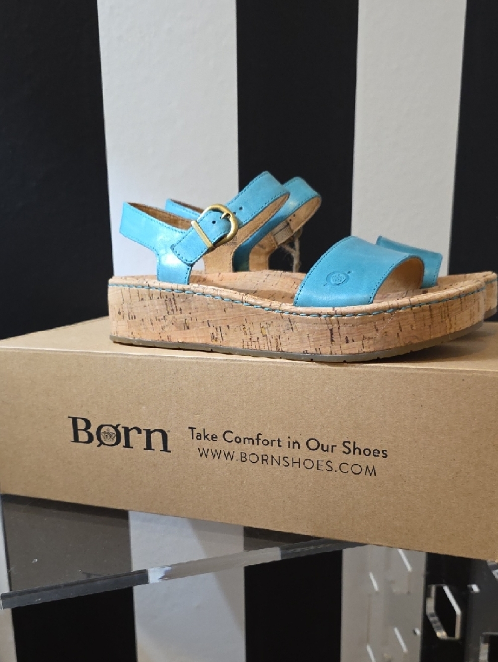 Born Metallic Teal Wedge Sandals - Picture 3 of 6